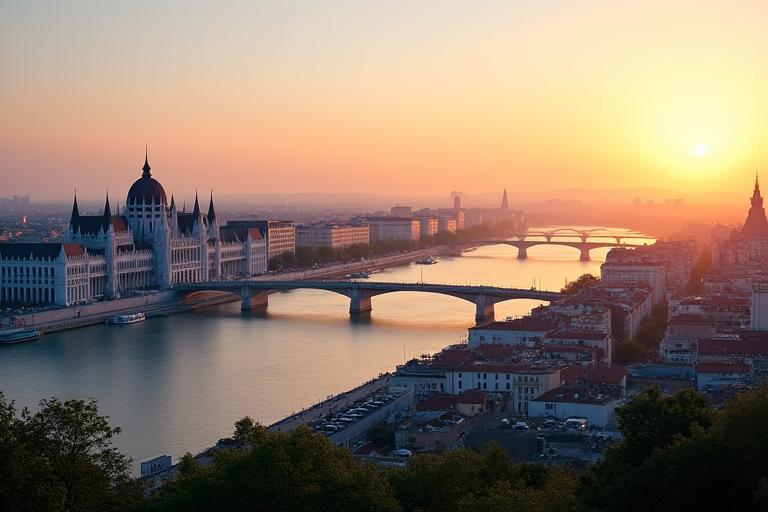 Panorámás kilátás Budapestre, jelképezve a Tengeri Fészek budapesti fókuszát